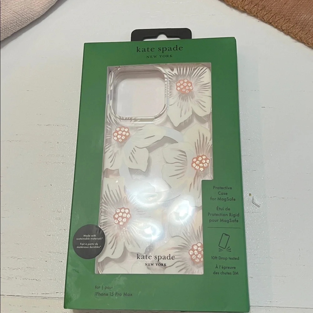 Kate Spade New Protective Case For MagSafe iPhone 15 Pro Max Clear Floral